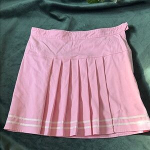 Urban Outfitters Pink Pleated A-Line Skirt with White Banding